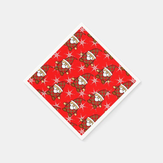 Niedlich Carton Gnome Pattern Weihnachten Napkins Serviette (Ecke)