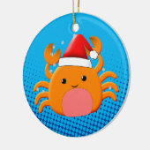 Niedlich Cartoon Baby Crab Santas Hat Keramik Ornament (Links)