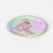 Niedlich Cartoon Baby Girl 1. Geburtstag Pappteller (Schrägansicht)