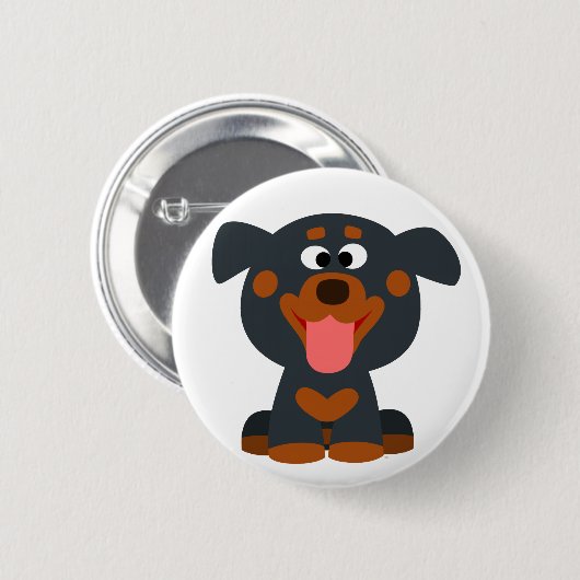 Niedlich Cartoon Baby Rottweiler Button Abzeichen (Vorne & Hinten)