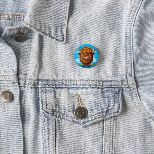 Niedlich Cartoon Bison Button (Beispiel)