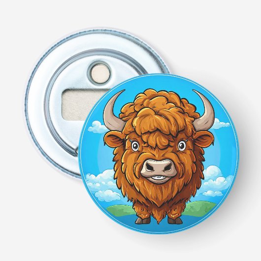 Niedlich Cartoon Bison Flaschenöffner (Vorderseite)