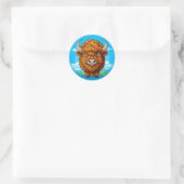 Niedlich Cartoon Bison Runder Aufkleber (Tasche)