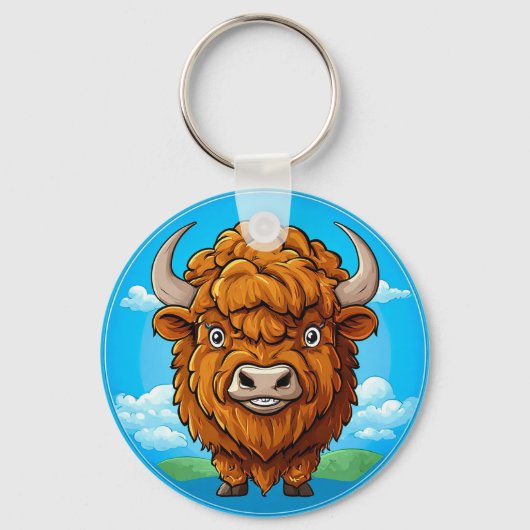 Niedlich Cartoon Bison Schlüsselanhänger (Vorderseite)