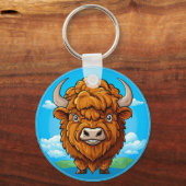 Niedlich Cartoon Bison Schlüsselanhänger (Vorderseite)
