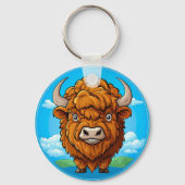 Niedlich Cartoon Bison Schlüsselanhänger (Rückseite)