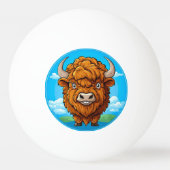 Niedlich Cartoon Bison Tischtennisball (Rückseite)