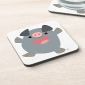 Niedlich Cartoon Bouncy Pig Untersetzer Set (Linke Seite)