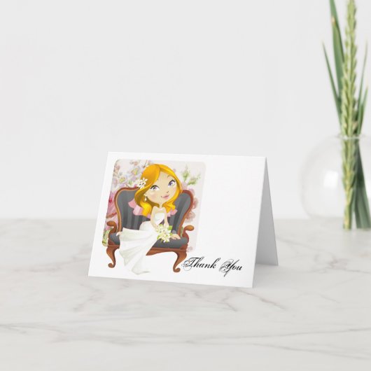 Niedlich Cartoon Bride Brautparty Vielen Dank Dankeskarte (Vorderseite)