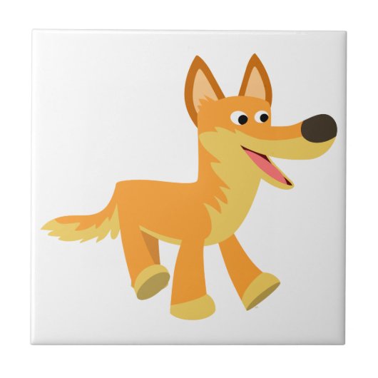 Niedlich Cartoon Dingo Fliese (Vorderseite)