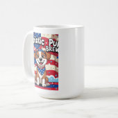 Niedlich Cartoon Dog Tasse - Red White Blue Bandan (Vorderseite Links)