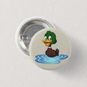 Niedlich Cartoon Duck Button (Vorne & Hinten)