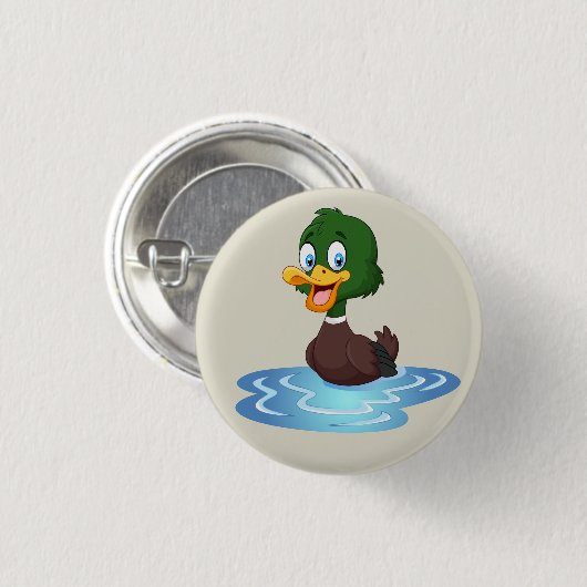 Niedlich Cartoon Duck Button (Vorne & Hinten)