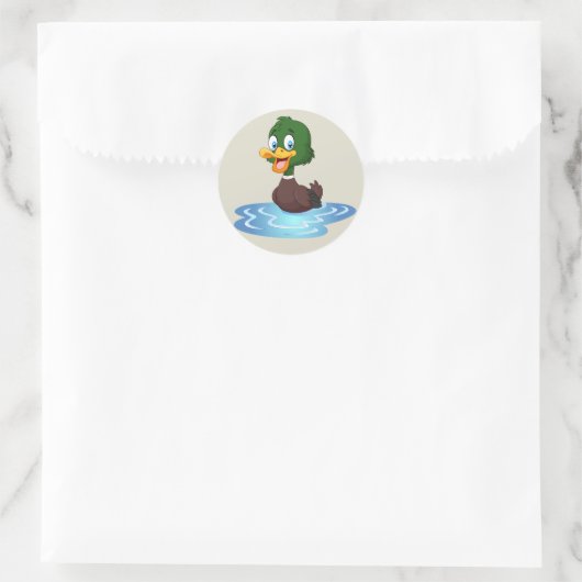 Niedlich Cartoon Duck Runder Aufkleber (Tasche)