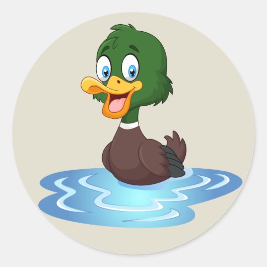Niedlich Cartoon Duck Runder Aufkleber (Vorderseite)