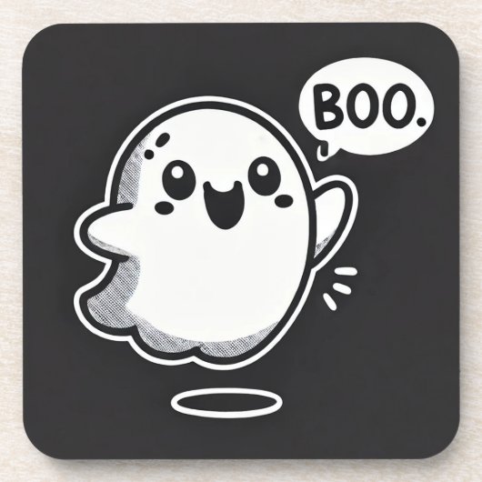 Niedlich Cartoon Ghost Sprichwort Boo Getränkeuntersetzer (Vorderseite)