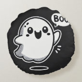 Niedlich Cartoon Ghost Sprichwort Boo Rundes Kissen (Rückseite)