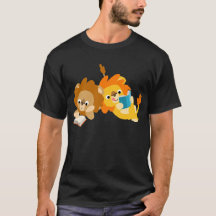 Niedlich Cartoon Löwenleser T - Shirt
