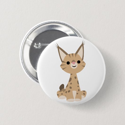 Niedlich Cartoon Lynx Button Abzeichen (Vorne & Hinten)