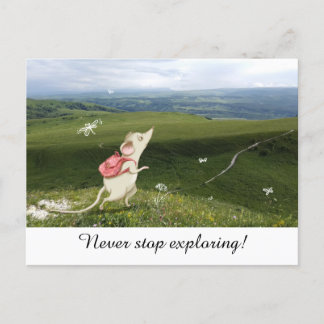 Niedlich Cartoon Mouse Journey Postkarte