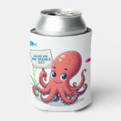 Niedlich, Cartoon-Oktopus mit Fischen Dosenkühler (Kanne Vorderseite)