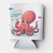 Niedlich, Cartoon-Oktopus mit Fischen Dosenkühler (Vorderseite)