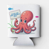 Niedlich, Cartoon-Oktopus mit Fischen Dosenkühler (Rückseite)
