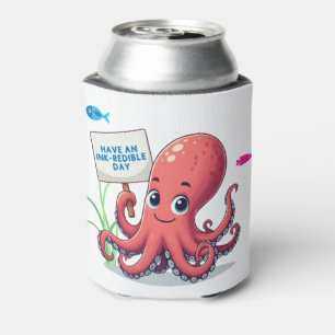 Niedlich, Cartoon-Oktopus mit Fischen Dosenkühler