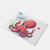 Niedlich, Cartoon-Oktopus mit Fischen Fußmatte (Schrägansicht)