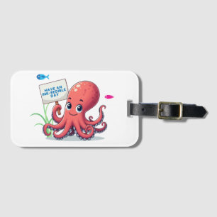 Niedlich, Cartoon-Oktopus mit Fischen Gepäckanhänger
