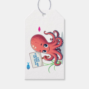 Niedlich, Cartoon-Oktopus mit Fischen Geschenkanhänger