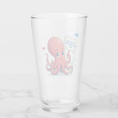 Niedlich, Cartoon-Oktopus mit Fischen Glas (Rückseite)