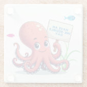 Niedlich, Cartoon-Oktopus mit Fischen Glasuntersetzer (Rückseite)