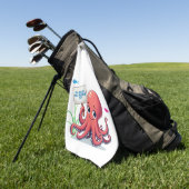 Niedlich, Cartoon-Oktopus mit Fischen Golfhandtuch (Gras)