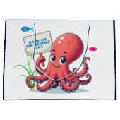 Niedlich, Cartoon-Oktopus mit Fischen Große Geschenktüte (Vorderseite)