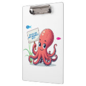 Niedlich, Cartoon-Oktopus mit Fischen Klemmbrett (Links)
