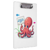 Niedlich, Cartoon-Oktopus mit Fischen Klemmbrett (Rechts)