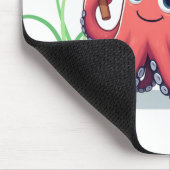 Niedlich, Cartoon-Oktopus mit Fischen Mousepad (Ecke)