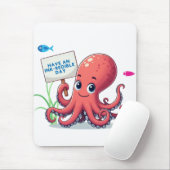 Niedlich, Cartoon-Oktopus mit Fischen Mousepad (Mit Mouse)