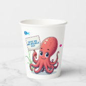 Niedlich, Cartoon-Oktopus mit Fischen Pappbecher (Rückseite)