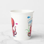 Niedlich, Cartoon-Oktopus mit Fischen Pappbecher (Links)
