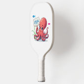 Niedlich, Cartoon-Oktopus mit Fischen Pickleball Schläger (Links)