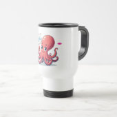 Niedlich, Cartoon-Oktopus mit Fischen Reisebecher (VorderseiteRechts)