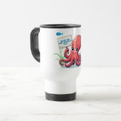 Niedlich, Cartoon-Oktopus mit Fischen Reisebecher (Vorderseite Links)
