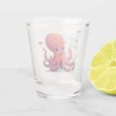 Niedlich, Cartoon-Oktopus mit Fischen Schnapsglas (Rückseite)