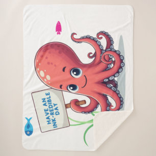 Niedlich, Cartoon-Oktopus mit Fischen Sherpadecke