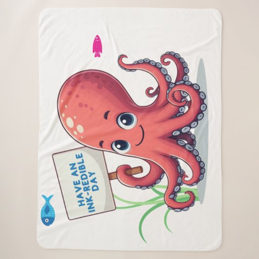 Niedlich, Cartoon-Oktopus mit Fischen Sherpadecke (Vorderseite)