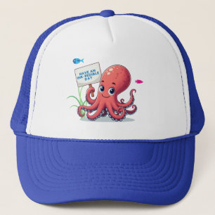 Niedlich, Cartoon-Oktopus mit Fischen Truckerkappe