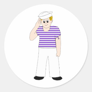 Niedlich Cartoon Sailor Runder Aufkleber