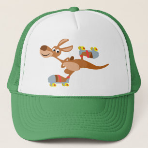 Niedlich Cartoon Skaten Kangaroo Hat Truckerkappe